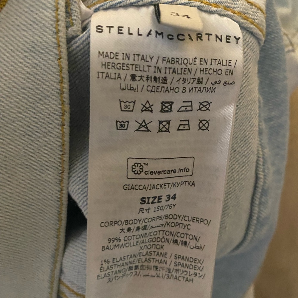 Stella McCartney Contrast 2001 Denim Crop Jean Jacket Size XS (EU 34) - Picture 7 of 7